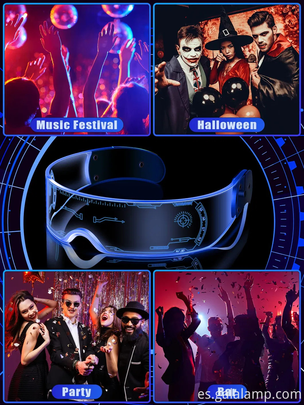 Coloridas Gafas de visión nocturna LED de alta definición Luz de gradiente